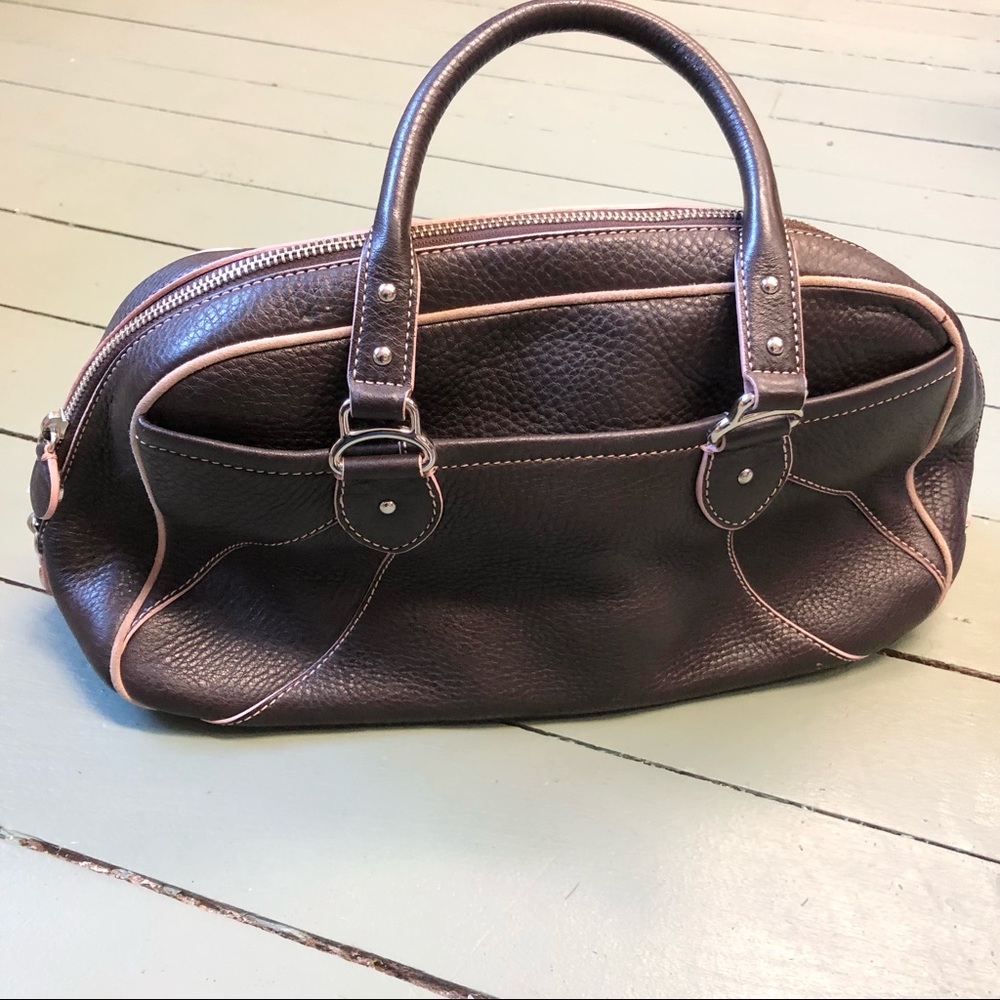 Cole Haan Vintage Pebble Brown Leather /Pink Lining S… - Gem